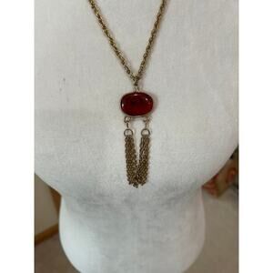 SARAH COVENTRY GOLD TONE ROPE CHAIN W/FAUX AMBER STONES USED